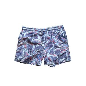 Express Men's Swim Trunks Size M Blue Red Palm Print Board‎ Shorts as is